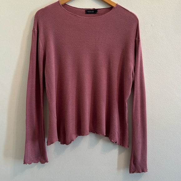 ROOLEE cropped cotton top in dark mauve size large - Picture 1 of 3